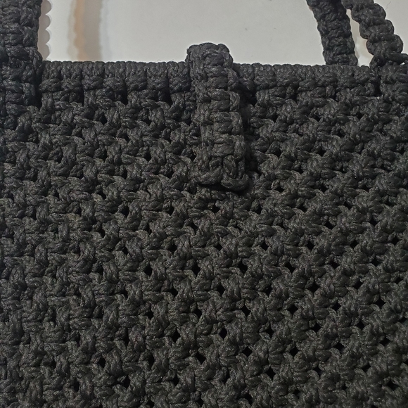 Vintage Macrame Black Shoulder Bag - Picture 4 of 16